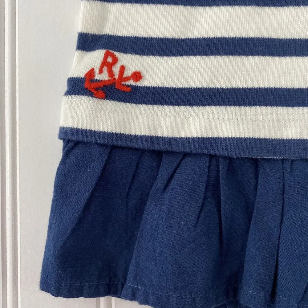 Ralph Lauren Striped Jersey Dress (Size 6M) 100% Cotton Nautical *No Bloomers*